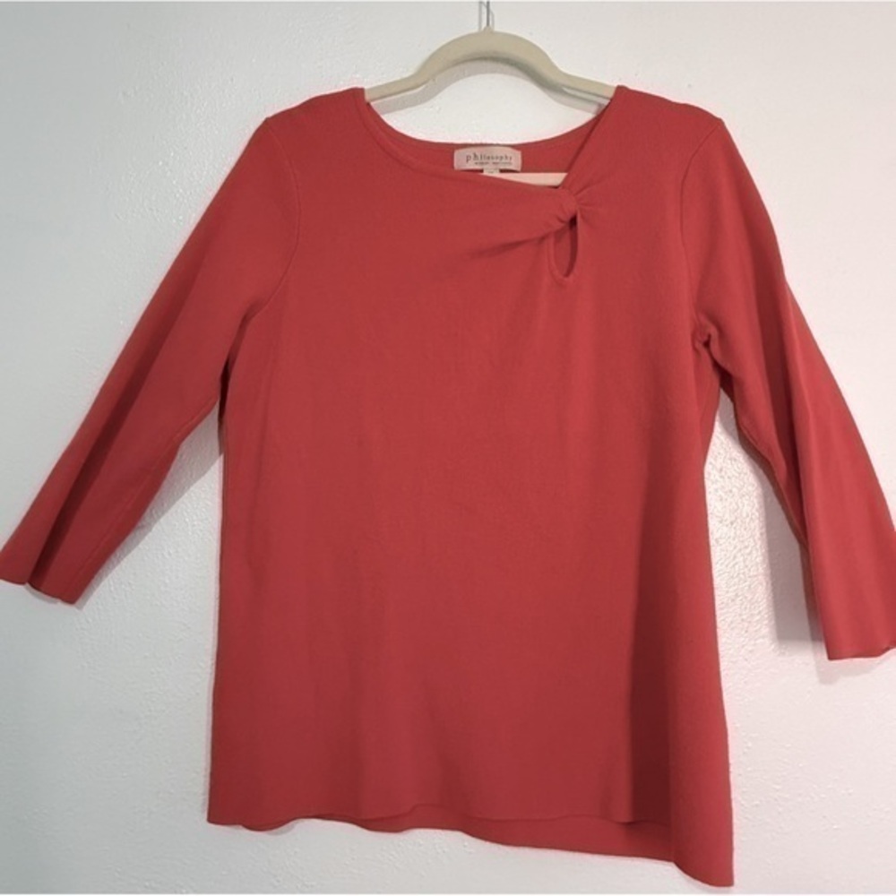 Philosophy Women's Salmon Top, three-quarter sleeves. Sz 1X.